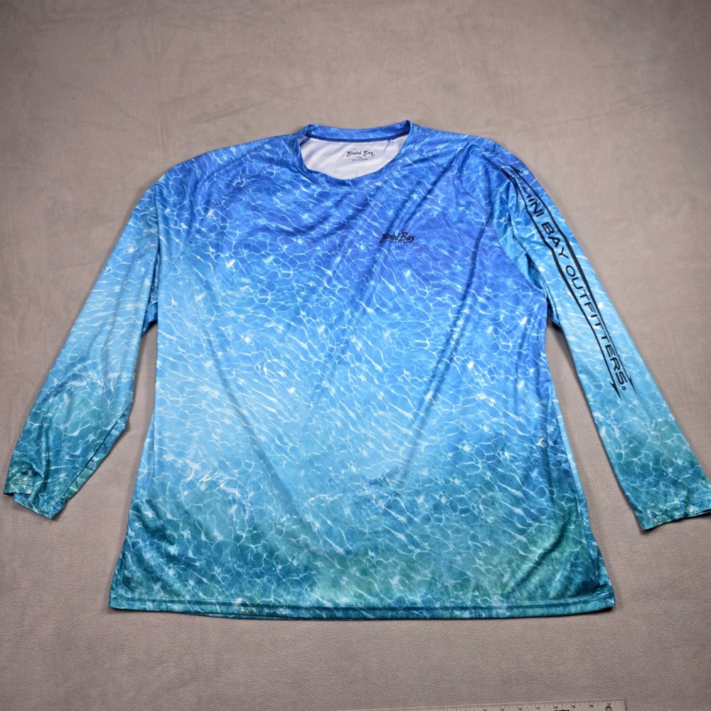 Bimini Bay shirt Women 3XL Blue Water Print Performance Long Sleeve